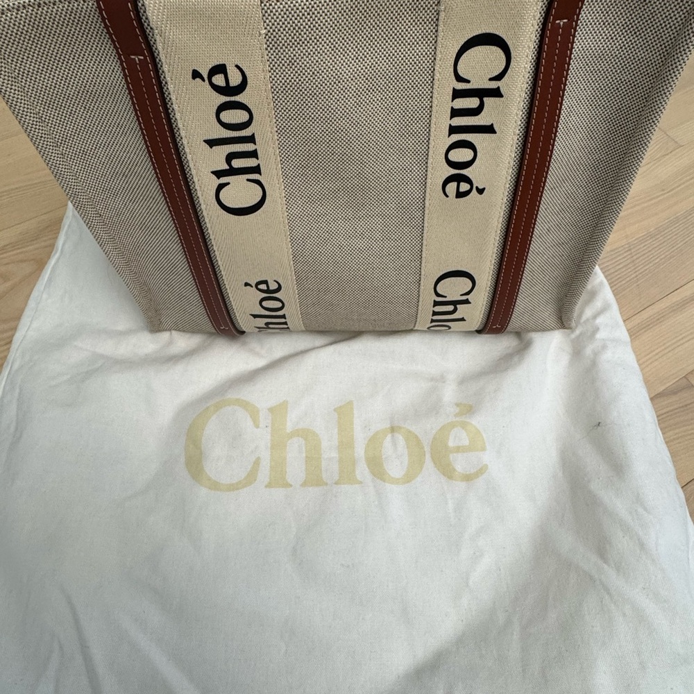 Chloé Woody Medium Canvas Tote Bag